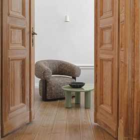 Relaxation Chair Maribel Brown-Cream/Walnut, Rounded Shapes