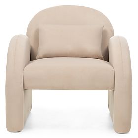 Relaxation Chair Rainbow Light Beige, Velvet, Rounded, lectus