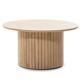 Remigio Coffee Table 80 cm, Round with Slats, Oak, lectus