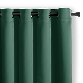 RESTILO BLACKOUT Curtain in Bottle Green, Classic Style, Silver Eyelets
