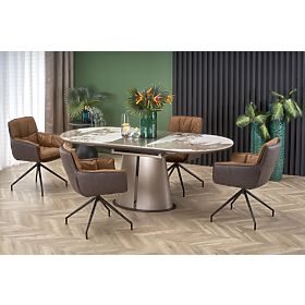 ROBINSON extendable table, beige marble / cappuccino / black