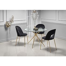 RONDO Table, Top - Clear, Legs - Gold