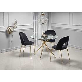 RONDO Table, Top - Clear, Legs - Gold