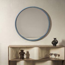 Round Hanging Mirror Zelia, Muted Blue, Glossy