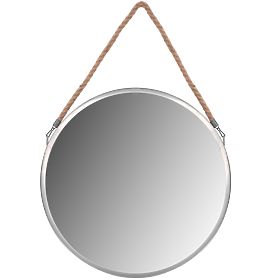 ROUND SILVER MIRROR ON A ROPE 40CM KLMH-0410S-1