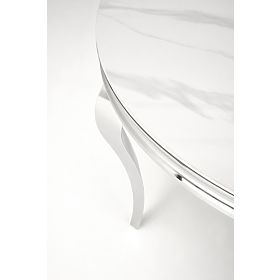 Round Table REGINALD Top - White Marble, Legs - Silver