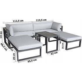 SANTO Gray Aluminum Garden Furniture Set