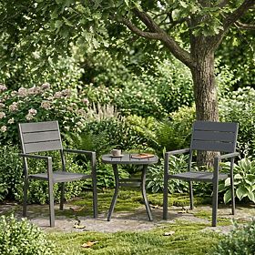 Set of 2 Garden Chairs for Terrace Balcony Steel HDPE Grey MultiGarden, MultiGarden