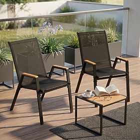 Set of 2x Garden Chairs Complete for Terrace Balcony Black MultiGarden, MultiGarden