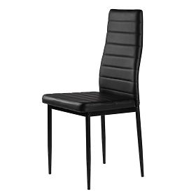 Set of 4 Eco-Leather Chairs with High Backrest - Black, MODERNHOME