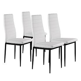 Set of 4 Eco-Leather Chairs with High Backrest - White, MODERNHOME