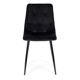 Set of 4 Quilted Velvet Chairs for Dining and Living Room - Black