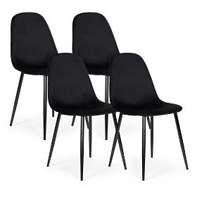 Set of 4 Velvet Chairs for Dining and Living Room - Black, MODERNHOME