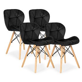 Set of 4 Velvet Chairs for Dining and Living Room - Black, MODERNHOME