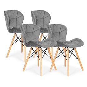 Set of 4 Velvet Chairs for Dining and Living Room - Grey, MODERNHOME
