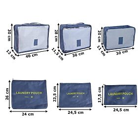 Set of 6 Travel Organizers GAVIN Dark Blue