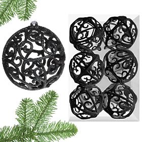 SET OF CHRISTMAS BALLS BLACK 6PCS KL-21X25, Tutumi