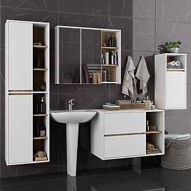 SET OF HANGING BATHROOM FURNITURE VAMI WHITE / SONOMA OAK