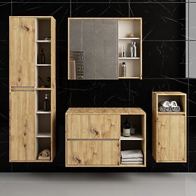 SET OF HANGING BATHROOM FURNITURE WITH OPENINGS VAMI OAK ARTISAN / CASHMERE