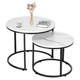 Set of Two Galen Small Loft Tables White Marble