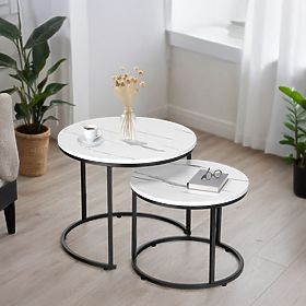Set of Two Galen Small Loft Tables White Marble