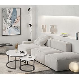 Set of Two Galen White Marble Coffee Tables