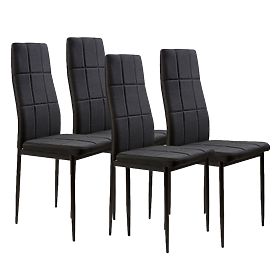 Set of Upholstered Chairs for Dining and Living Room 4pcs Black, MODERNHOME