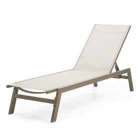 Shelly Adjustable Garden Lounger, Aluminum, Beige