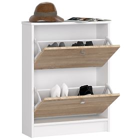 SHOE CABINET 2 FLIP-OUT WHITE / OAK SONOMA