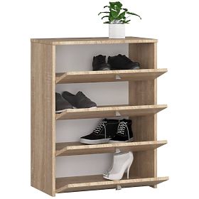 Shoe Cabinet with 4 Flip Doors 60 cm - Sonoma Oak