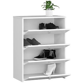Shoe Cabinet with 4 Flip Doors 60 cm - White