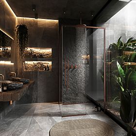 Shower Enclosure SOLAR Brushed Copper 90x90, Rea