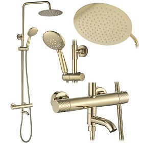 Shower Set with Thermostat Rea Lungo Diamond Gold