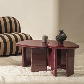Side Table Barmi II, Burgundy/Cherry, Glossy