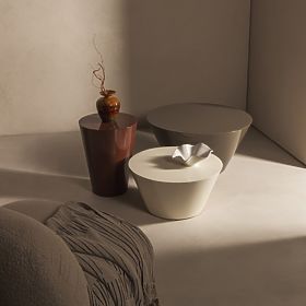 Side Table Eclipso, 40 cm, Burgundy-Brown, Glossy