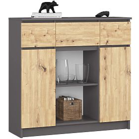 SIDEBOARD K100 2D 3DR 1S GRAPHITE GRAY / ARTISAN OAK
