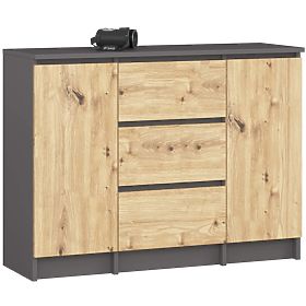 SIDEBOARD K100 2D 3DR GRAPHITE GRAY / ARTISAN OAK