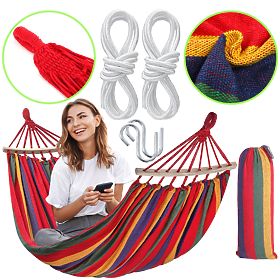 Single Hammock with 40cm Bar 400257 Red, Bluegarden