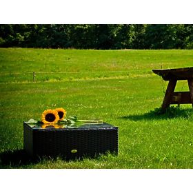 Square Table Made of Black Technorattan