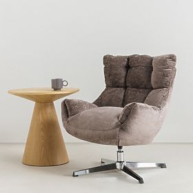 Swivel Chair Bolzano, Brown-Grey/Chrome Legs