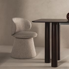 Swivel Chair Chamil Beige-Grey, Rounded