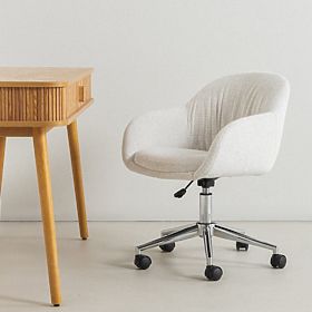 Swivel Chair Oti, Cream/Chrome Legs