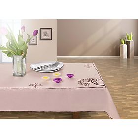Tablecloth OLD COLLECTIONS color beige with embroidered plant motif 30x45 decor tephani