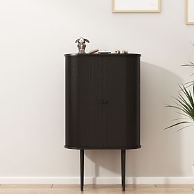 Tall Clemente Dresser with Slats, Black, lectus