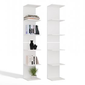 TALL WHITE SHELF 6P 180 cm 6 Shelves for Books and Documents for Office and Living Room