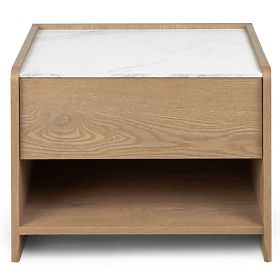 Tanami Nightstand Cremona Oak Torro, Crystal Marble, Rounded