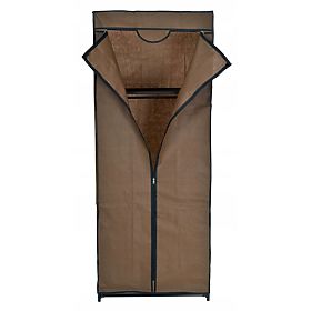 Textile Wardrobe with Shelf Fela - Dark Brown