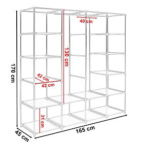 Textile Wardrobe with Shelves Olena Grey