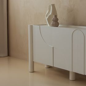 Three-Door Sideboard Lunaria with Carved Front, White