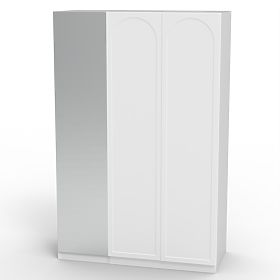 Three-Door Wardrobe Neroli, Mirror/Arch Panel, White